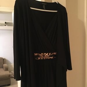 Style & Co Black Dressy Top with Animal Print